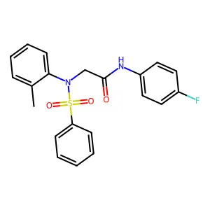 2-[N-(benzenesulfonyl)-2-methylanilino]-N-(4-fluorophenyl)acetamide structure