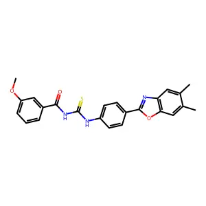 N-[[4-(5,6-dimethyl-1,3-benzoxazol-2-yl)phenyl]carbamothioyl]-3-methoxybenzamide structure