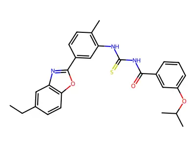 N-[[5-(5-ethyl-1,3-benzoxazol-2-yl)-2-methylphenyl]carbamothioyl]-3-propan-2-yloxybenzamide structure