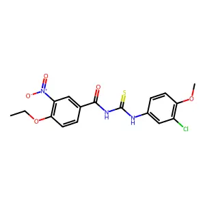N-[(3-chloro-4-methoxyphenyl)carbamothioyl]-4-ethoxy-3-nitrobenzamide structure