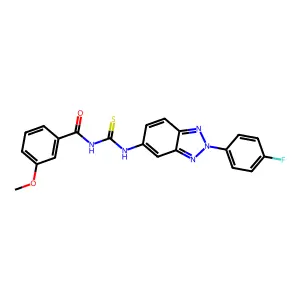N-[[2-(4-fluorophenyl)benzotriazol-5-yl]carbamothioyl]-3-methoxybenzamide structure