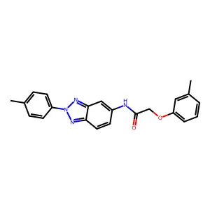 2-(3-methylphenoxy)-N-[2-(4-methylphenyl)benzotriazol-5-yl]acetamide structure