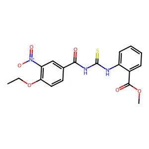 Methyl 2-({[(4-ethoxy-3-nitrophenyl)carbonyl]carbamothioyl}amino)benzoate structure