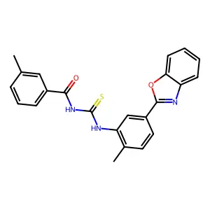 N-[[5-(1,3-benzoxazol-2-yl)-2-methylphenyl]carbamothioyl]-3-methylbenzamide structure