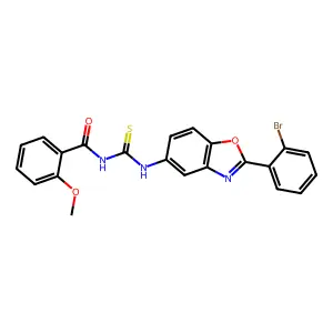 N-[[2-(2-bromophenyl)-1,3-benzoxazol-5-yl]carbamothioyl]-2-methoxybenzamide structure
