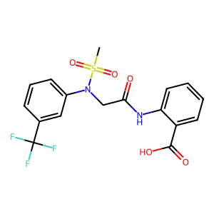 2-({N-(methylsulfonyl)-N-[3-(trifluoromethyl)phenyl]glycyl}amino)benzoic acid structure
