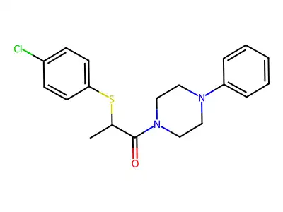 2-(4-Chlorophenylthio)-1-(4-phenylpiperazinyl)propan-1-one structure