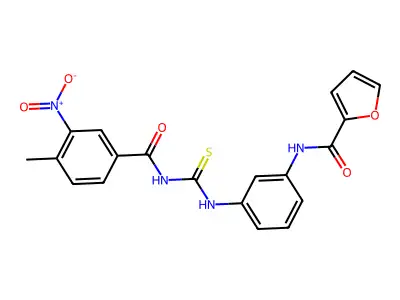 N-[3-[(4-methyl-3-nitrobenzoyl)carbamothioylamino]phenyl]furan-2-carboxamide structure