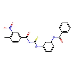 N-[(3-benzamidophenyl)carbamothioyl]-4-methyl-3-nitrobenzamide structure