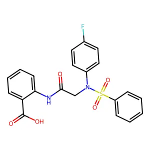 2-{[N-(4-fluorophenyl)-N-(phenylsulfonyl)glycyl]amino}benzoic acid structure