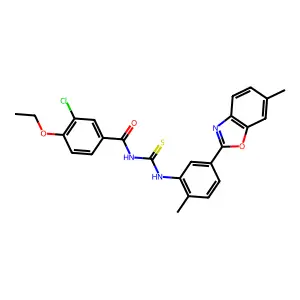 3-chloro-4-ethoxy-N-[[2-methyl-5-(6-methyl-1,3-benzoxazol-2-yl)phenyl]carbamothioyl]benzamide structure