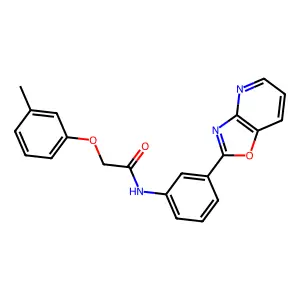 2-(3-methylphenoxy)-N-[3-([1,3]oxazolo[4,5-b]pyridin-2-yl)phenyl]acetamide structure