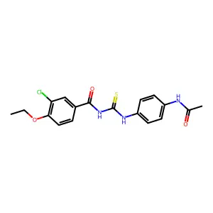 N-[(4-acetamidophenyl)carbamothioyl]-3-chloro-4-ethoxybenzamide structure