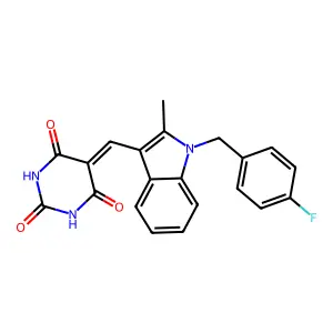 5-[[1-[(4-fluorophenyl)methyl]-2-methylindol-3-yl]methylidene]-1,3-diazinane-2,4,6-trione structure