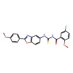 5-chloro-2-methoxy-N-[[2-(4-methoxyphenyl)-1,3-benzoxazol-5-yl]carbamothioyl]benzamide structure