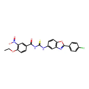 N-[[2-(4-chlorophenyl)-1,3-benzoxazol-5-yl]carbamothioyl]-4-ethoxy-3-nitrobenzamide structure