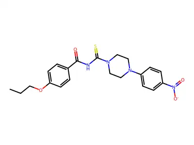 N-[4-(4-nitrophenyl)piperazine-1-carbothioyl]-4-propoxybenzamide structure