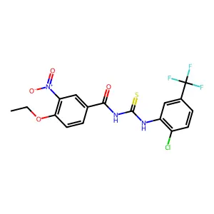 N-[[2-chloro-5-(trifluoromethyl)phenyl]carbamothioyl]-4-ethoxy-3-nitrobenzamide structure