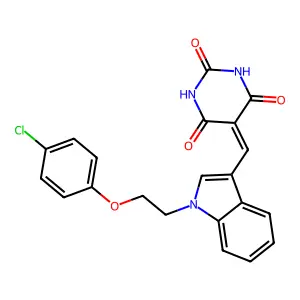 5-[[1-[2-(4-Chlorophenoxy)ethyl]-1H-indol-3-yl]methylene]-2,4,6(1H,3H,5H)-pyrimidinetrione structure