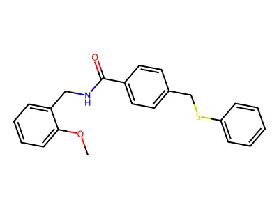 N-[(2-methoxyphenyl)methyl]-4-(phenylsulfanylmethyl)benzamide structure