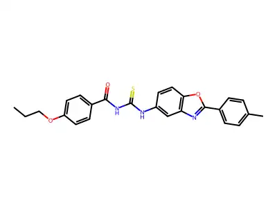 N-[[2-(4-methylphenyl)-1,3-benzoxazol-5-yl]carbamothioyl]-4-propoxybenzamide structure