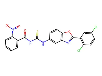 N-[[2-(2,5-dichlorophenyl)-1,3-benzoxazol-5-yl]carbamothioyl]-2-nitrobenzamide structure