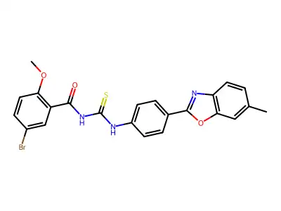 5-bromo-2-methoxy-N-[[4-(6-methyl-1,3-benzoxazol-2-yl)phenyl]carbamothioyl]benzamide structure