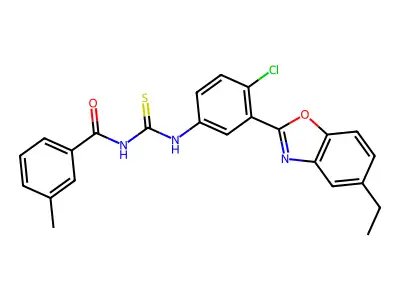 N-[[4-chloro-3-(5-ethyl-1,3-benzoxazol-2-yl)phenyl]carbamothioyl]-3-methylbenzamide structure