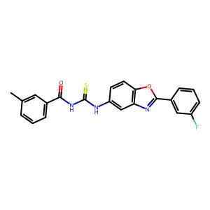 N-[[2-(3-fluorophenyl)-1,3-benzoxazol-5-yl]carbamothioyl]-3-methylbenzamide structure
