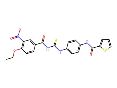 N-[4-[(4-ethoxy-3-nitrobenzoyl)carbamothioylamino]phenyl]thiophene-2-carboxamide structure