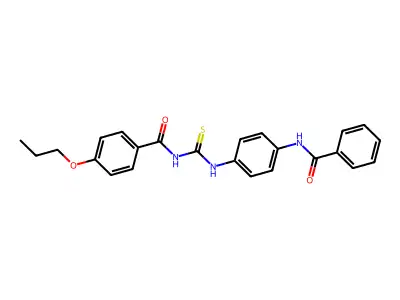 N-[(4-benzamidophenyl)carbamothioyl]-4-propoxybenzamide structure