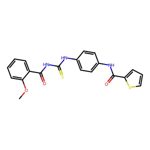 N-[4-[(2-methoxybenzoyl)carbamothioylamino]phenyl]thiophene-2-carboxamide structure