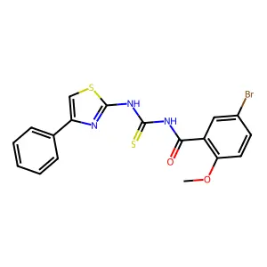 5-bromo-2-methoxy-N-[(4-phenyl-1,3-thiazol-2-yl)carbamothioyl]benzamide structure