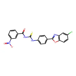 N-[[4-(5-chloro-1,3-benzoxazol-2-yl)phenyl]carbamothioyl]-3-nitrobenzamide structure