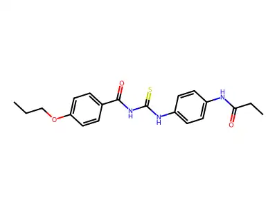 N-[[4-(propanoylamino)phenyl]carbamothioyl]-4-propoxybenzamide structure