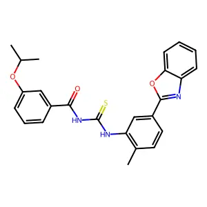 N-[[5-(1,3-benzoxazol-2-yl)-2-methylphenyl]carbamothioyl]-3-propan-2-yloxybenzamide structure