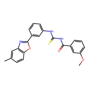 3-methoxy-N-[[3-(5-methyl-1,3-benzoxazol-2-yl)phenyl]carbamothioyl]benzamide structure