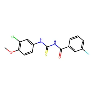 N-[(3-chloro-4-methoxyphenyl)carbamothioyl]-3-fluorobenzamide structure