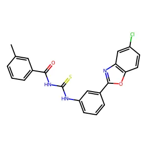 N-[[3-(5-chloro-1,3-benzoxazol-2-yl)phenyl]carbamothioyl]-3-methylbenzamide structure