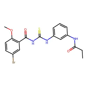 5-bromo-2-methoxy-N-[[3-(propanoylamino)phenyl]carbamothioyl]benzamide structure