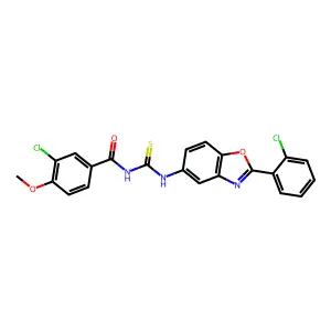 3-chloro-N-((2-(2-chlorophenyl)benzo[d]oxazol-5-yl)carbamothioyl)-4-methoxybenzamide structure
