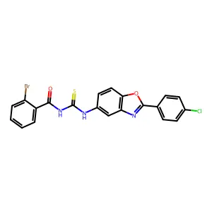 2-bromo-N-[[2-(4-chlorophenyl)-1,3-benzoxazol-5-yl]carbamothioyl]benzamide structure