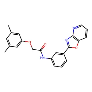 2-(3,5-dimethylphenoxy)-N-[3-([1,3]oxazolo[4,5-b]pyridin-2-yl)phenyl]acetamide structure