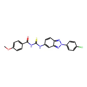 N-[[2-(4-chlorophenyl)benzotriazol-5-yl]carbamothioyl]-4-methoxybenzamide structure