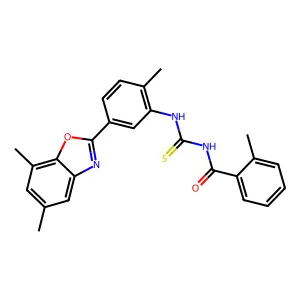 N-[[5-(5,7-dimethyl-1,3-benzoxazol-2-yl)-2-methylphenyl]carbamothioyl]-2-methylbenzamide structure