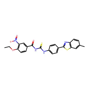4-ethoxy-N-[[4-(6-methyl-1,3-benzothiazol-2-yl)phenyl]carbamothioyl]-3-nitrobenzamide structure