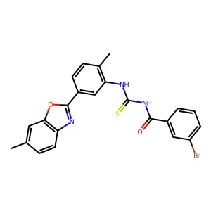 3-bromo-N-[[2-methyl-5-(6-methyl-1,3-benzoxazol-2-yl)phenyl]carbamothioyl]benzamide structure