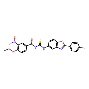 4-ethoxy-N-[[2-(4-methylphenyl)-1,3-benzoxazol-5-yl]carbamothioyl]-3-nitrobenzamide structure