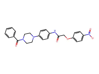 N-[4-(4-benzoylpiperazin-1-yl)phenyl]-2-(4-nitrophenoxy)acetamide structure