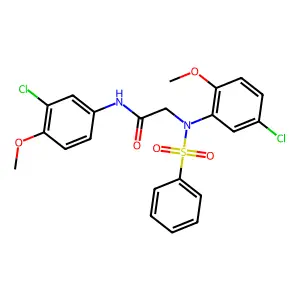 2-[N-(benzenesulfonyl)-5-chloro-2-methoxyanilino]-N-(3-chloro-4-methoxyphenyl)acetamide structure
